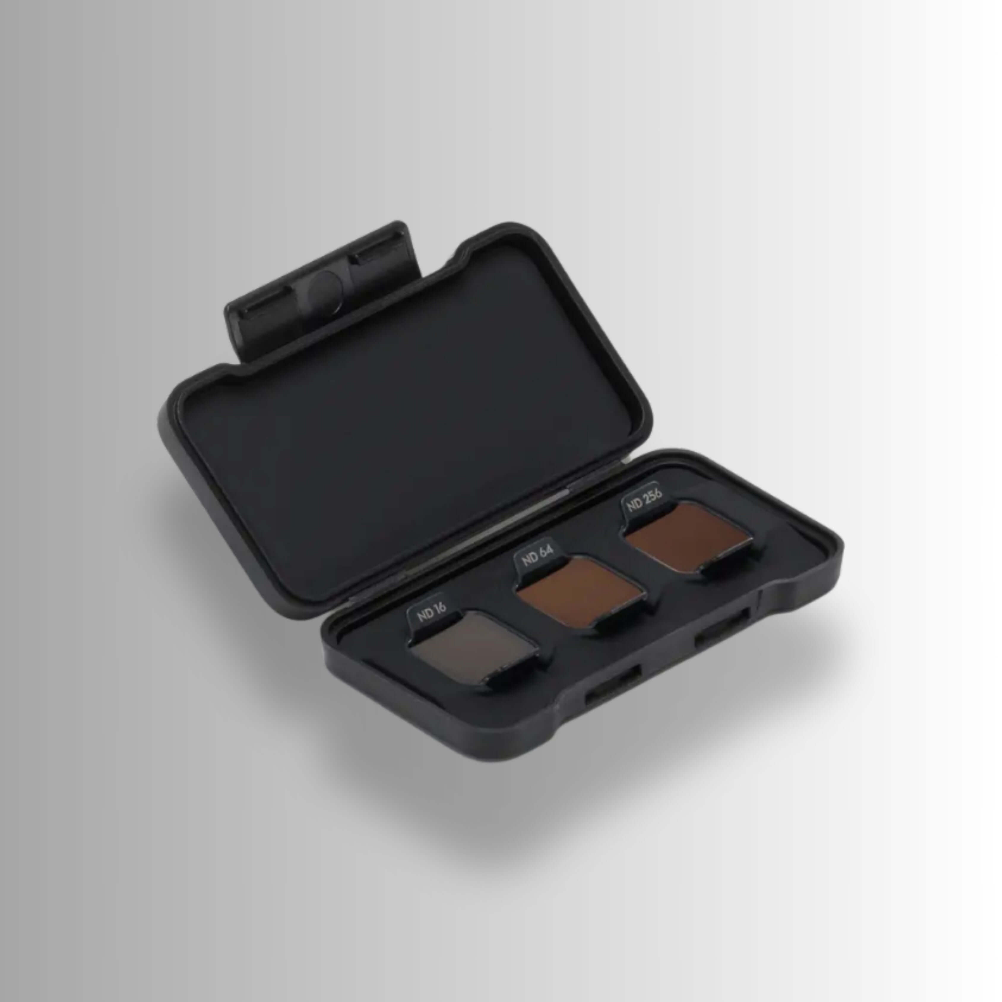 DJI Flip ND Filter Set including ND16, ND64, ND256 in a compact protective case for aerial photography.