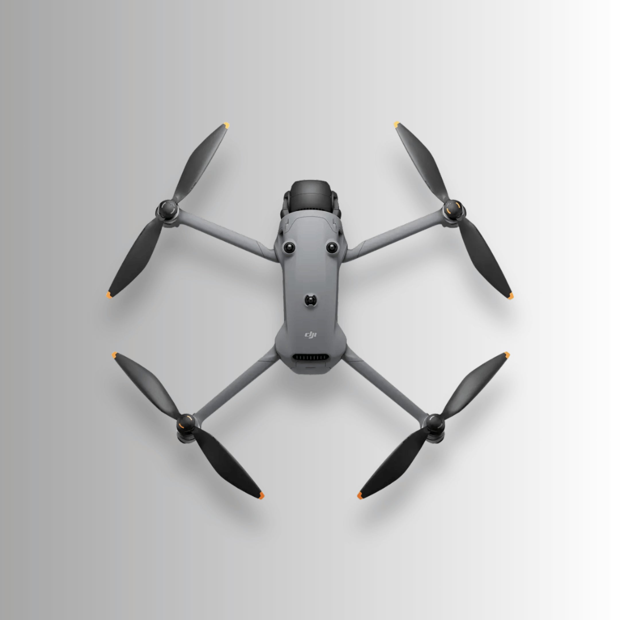 dji mavic 4 pro drone from above on a light gray background