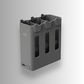 Grey two-way charging hub with multiple slots and a USB port for DJI Avata 360 on a white background