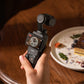 DJI Osmo Pocket 3 capturing food and lifestyle content indoors with smooth stabilisation
