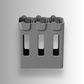 Grey two-way charging hub with multiple slots and a USB port for DJI Avata 360 on a white background