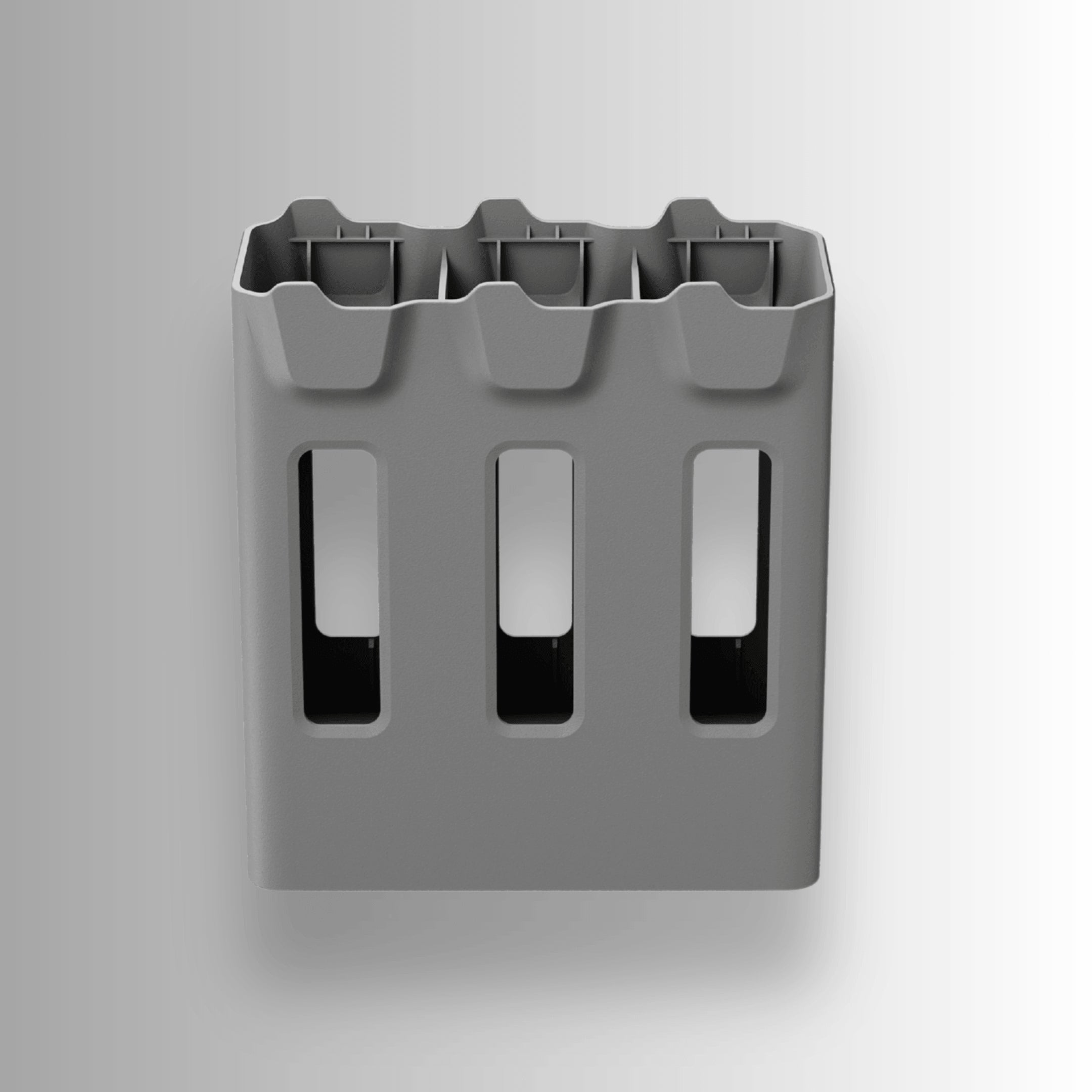 Grey two-way charging hub with multiple slots and a USB port for DJI Avata 360 on a white background