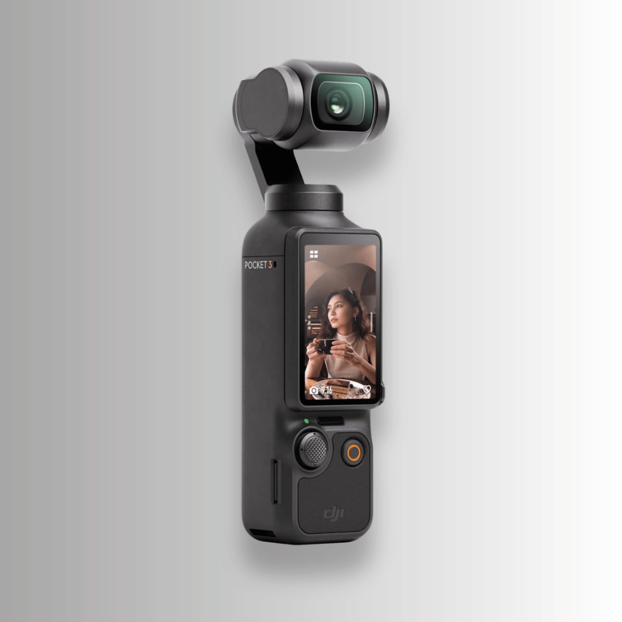 Angled view of DJI Osmo Pocket 3 compact 4K gimbal camera for vlogging and content creation