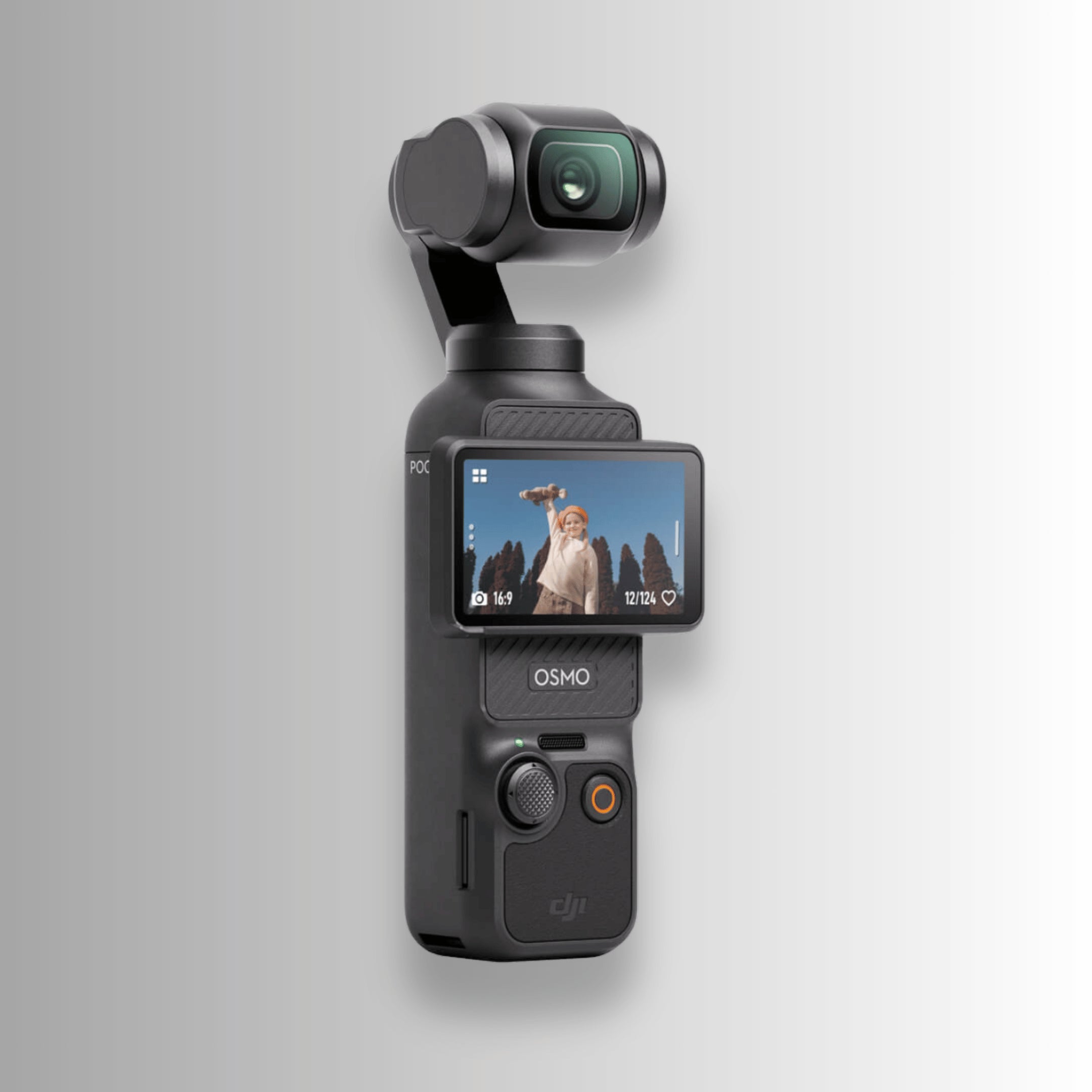 DJI Osmo Pocket 3 side profile highlighting slim design and stabilised gimbal head