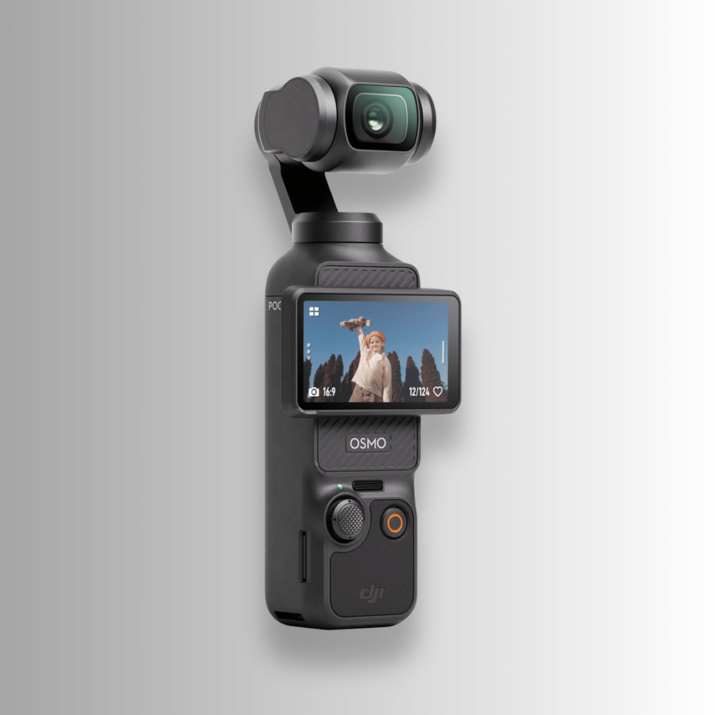 DJI Osmo Pocket 3 side profile highlighting slim design and stabilised gimbal head