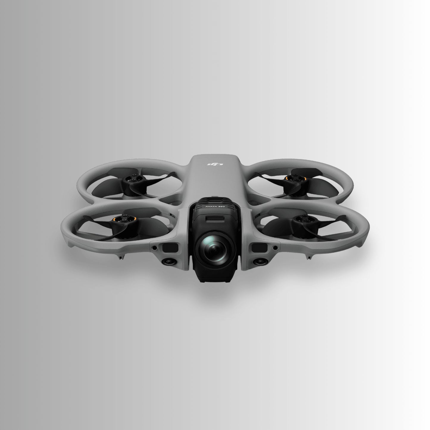 DJI Avata 360 drone with a camera on a light gray background
