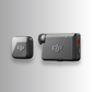 Close-up of DJI Mic Mini transmitter and receiver in matte black — compact wireless audio system for DJI Mini 5 Pro, Osmo Pocket 3, and Mavic drones.